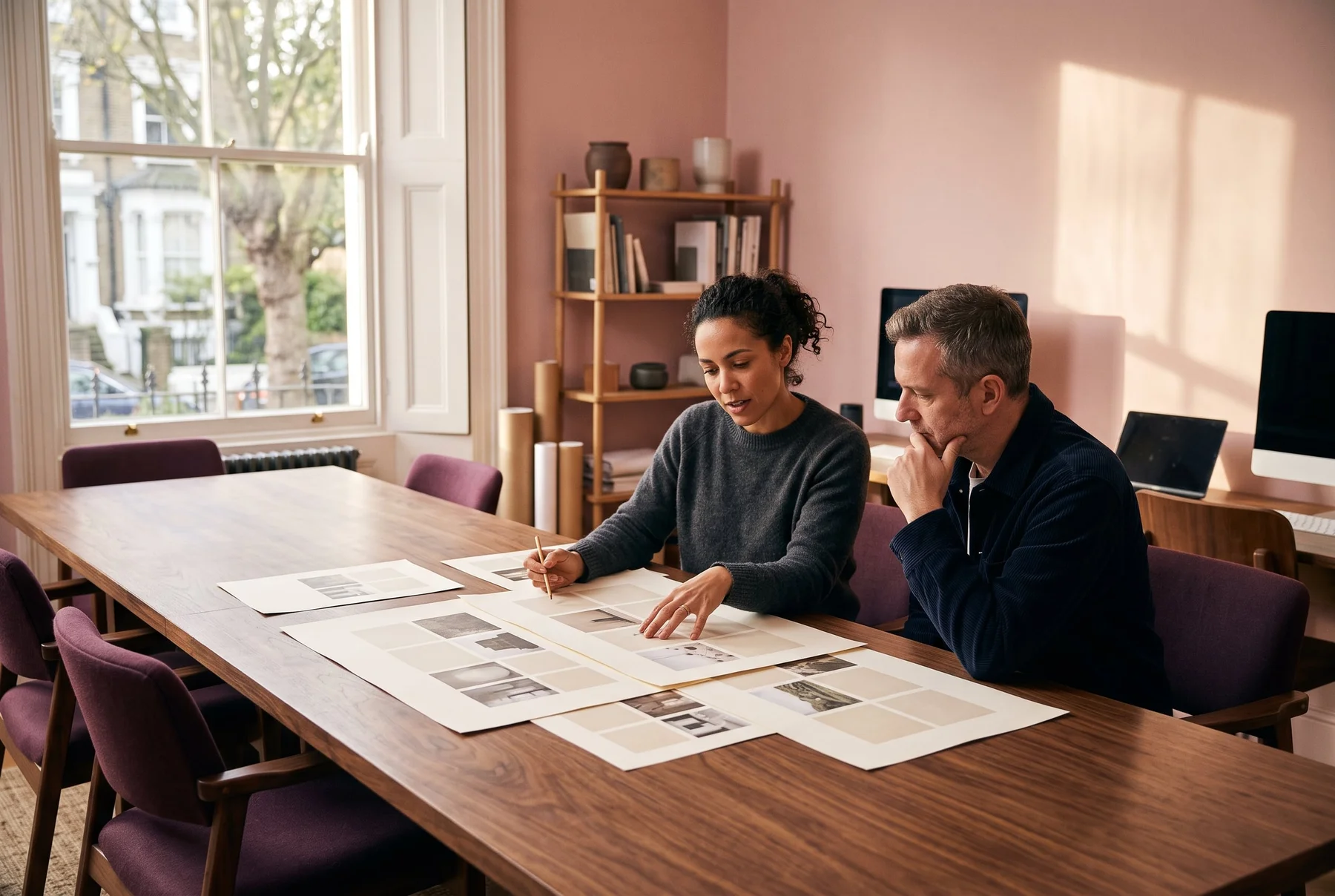 A creative team considering a publishing brief